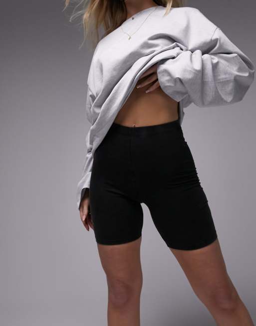 Topshop Hourglass plain color washed legging shorts in charcoal