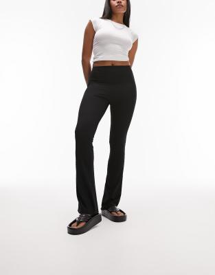 Black Ribbed Flared Pants, Pants