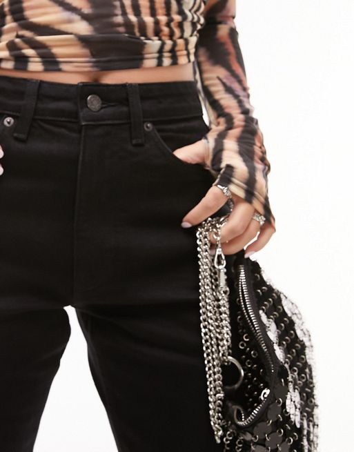 Straight black jeans with chain