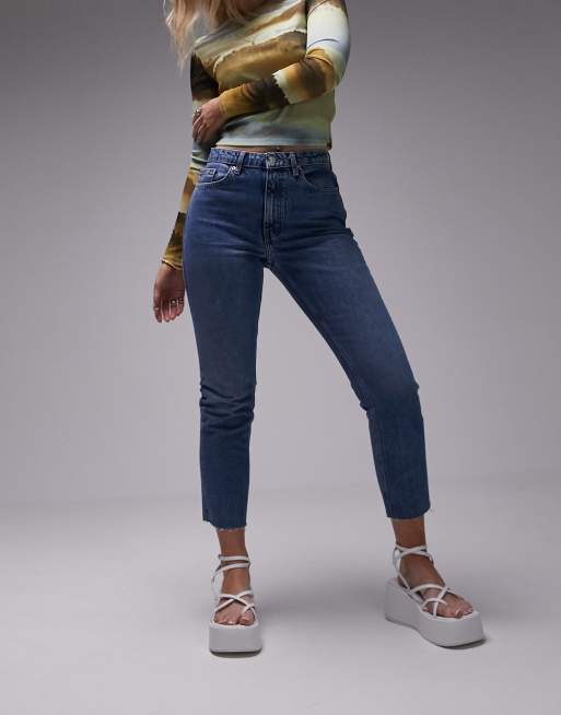 Topshop Hourglass Straight jeans in mid blue