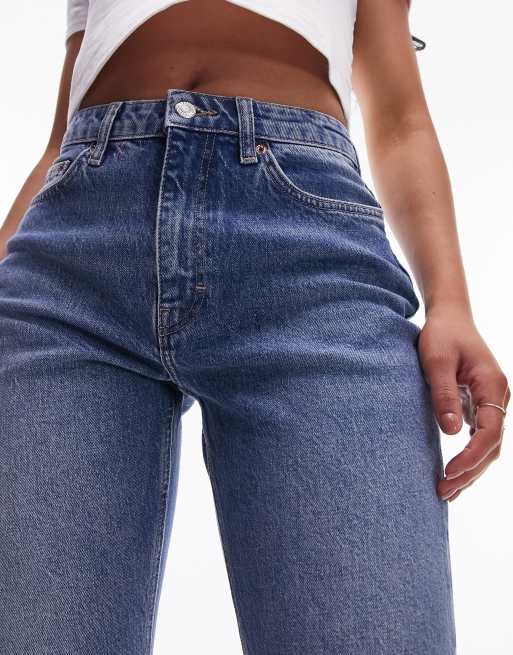 Topshop Hourglass straight jeans in mid blue | ASOS