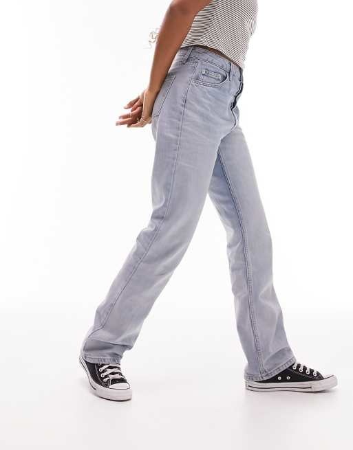 Topshop Hourglass straight Kort jeans in bleach