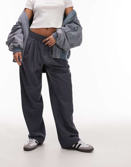 Topshop Hourglass straight leg smart trackies in blue