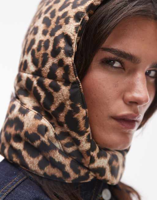 Topshop - Hugo - Foulard matelassé en nylon - Imprimé léopard, 4 de 4