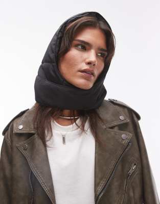 Hugo nylon padded headscarf in black