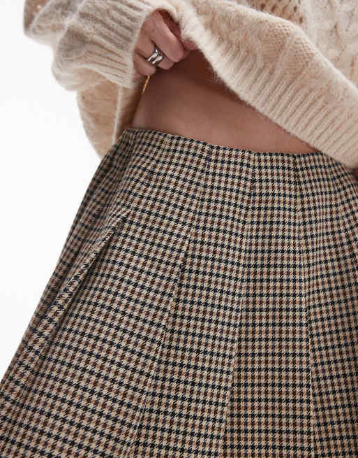 Topshop – Hundtandsmönstrad, veckad minikjol med låg midja, 4 av 5
