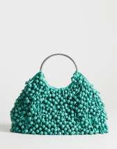 Topshop Hunter bead grab bag with metal handle in teal