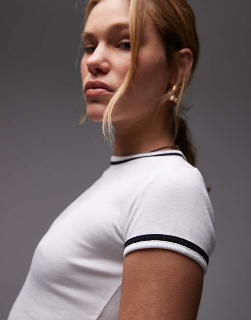 Topshop contrast everyday tee in white 