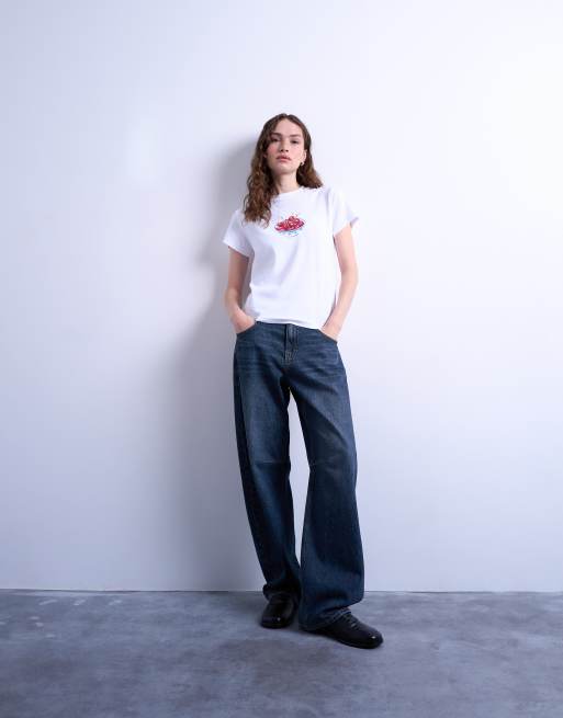 Topshop - Hvid hverdags-T-shirt med kirsebærprint, 2 af 4