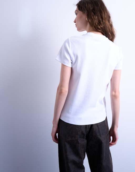 Topshop - Hvid hverdags-T-shirt med krusedulleprint, 4 af 4