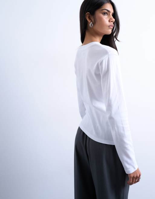 Topshop - Hvid hverdags-T-shirt med lange ærmer, 4 af 4