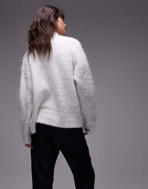 Topshop - Hvid og oversized cardigan i superlodden strik - Del af sæt, 2 af 4
