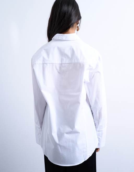 Topshop - Hvid oversized poplin-skjorte med indsyning, 4 af 4