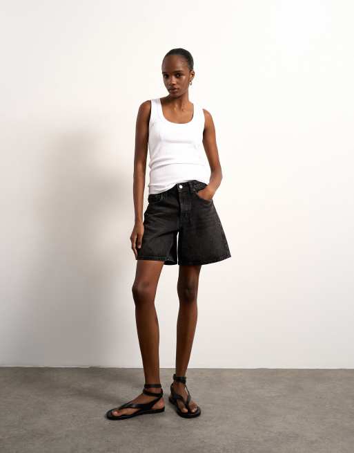 Topshop - Hvid ribstrikket top med dyb rund hals, 2 af 4