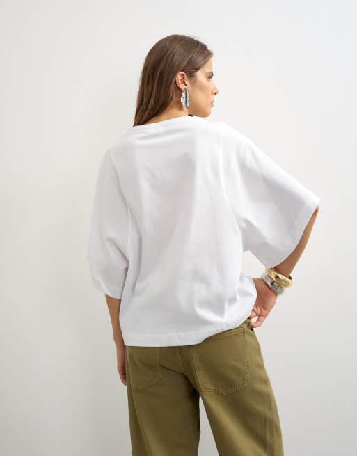 Topshop - Hvid T-shirt med flagermusærmer, 4 af 4
