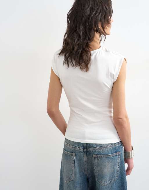 Topshop - Hvid T-shirt med knudedetalje, 4 af 4