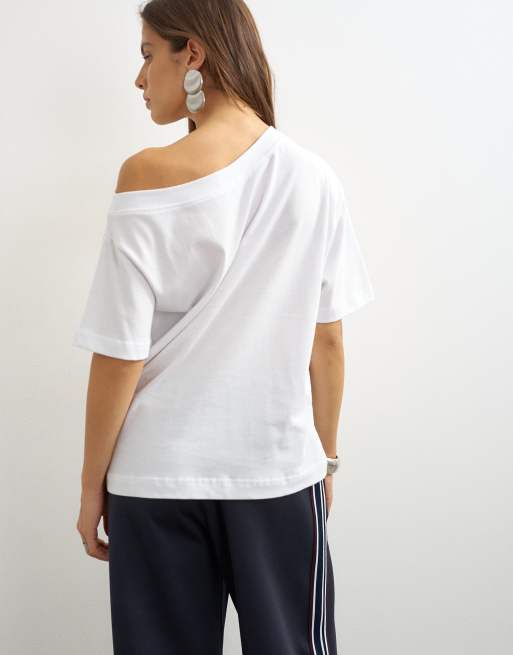 Topshop - Hvid T-shirt med sænket skulder, 4 af 4