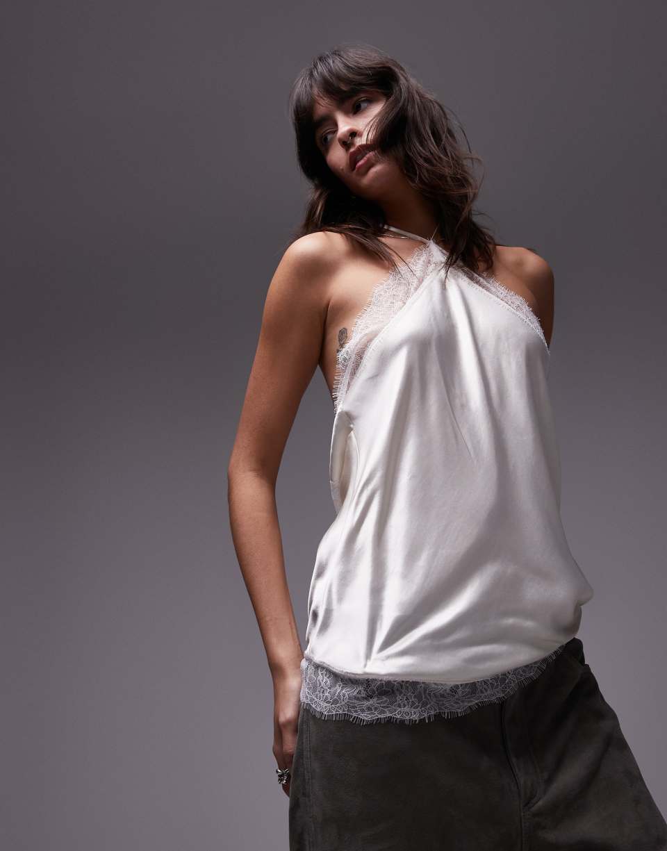 Halterneck satin top