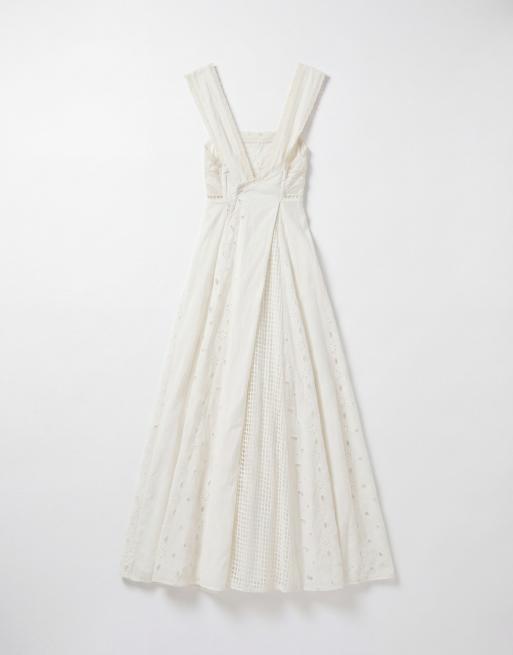 Topshop - Hvid trapez-maxikjole med forskellige cutwork-broderier, 6 af 7