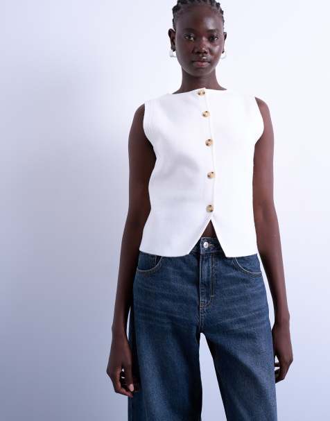 Topshop - Hvid vest i kompakt strik - view 1