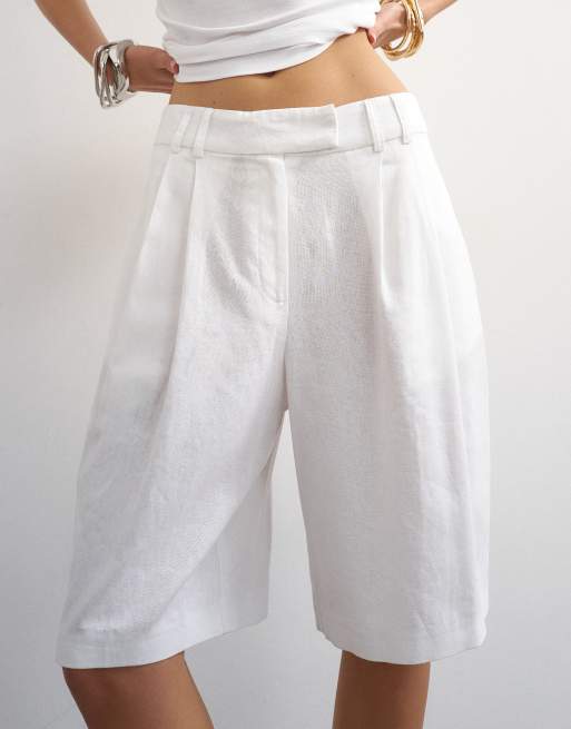 Topshop - Hvide bermudashorts i hør, 3 af 5