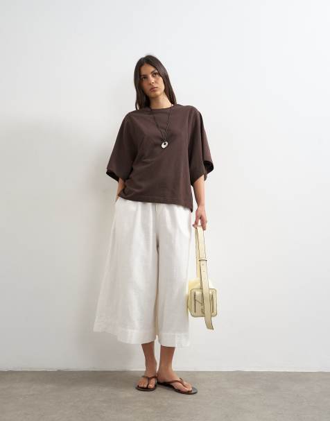 Topshop - Hvide culotte-bukser med A-form - view 1