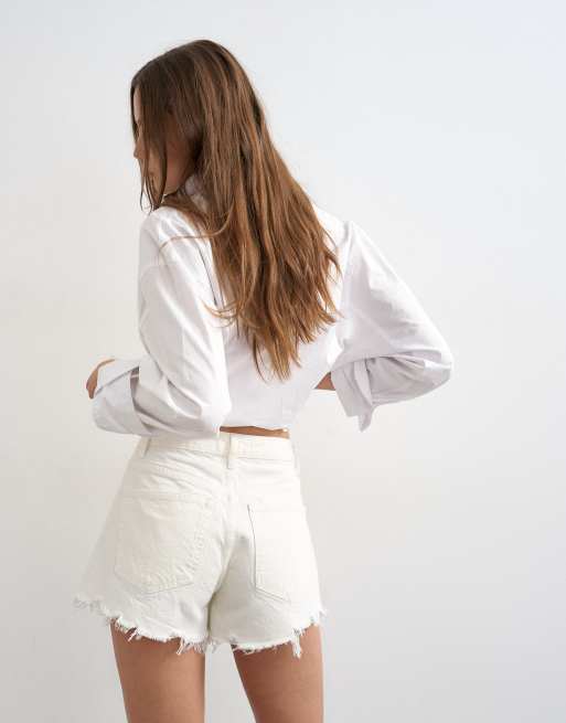 Topshop - Hvide denimshorts med A-form og flænger, 4 af 5
