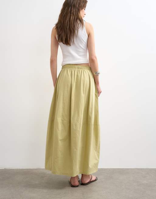 Topshop hybrid ballongmaxikjol i grönt, 4 av 5