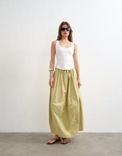 Hybrid balloon maxi skirt in green