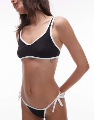 Topshop Ibiza thong bikini bottoms in black and white | ASOS