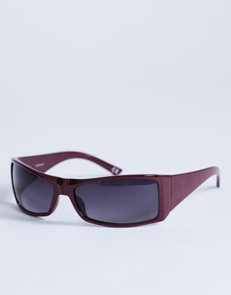 Topshop - Ibiza - Lunettes de soleil rectangulaires enveloppantes - Bordeaux - view 1