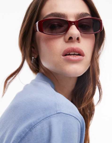 Topshop - Ibiza - Occhiali da sole avvolgenti slim stile racing rossi - view 1