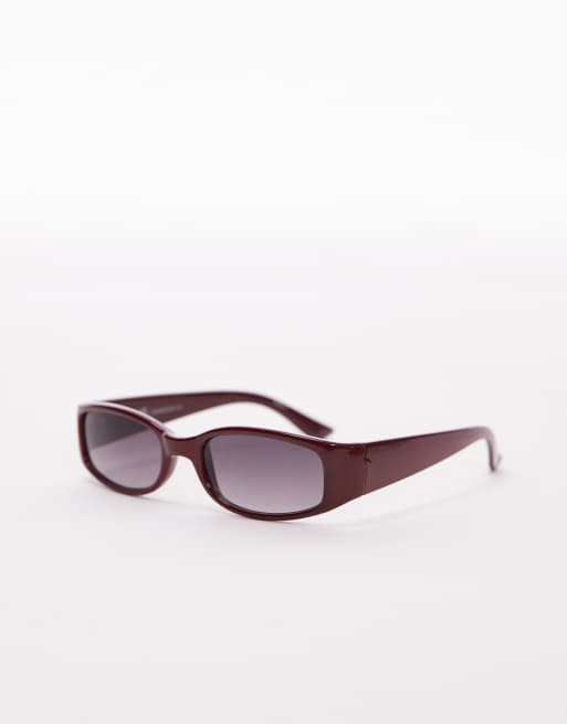 Topshop Ibiza slim racer wrap sunglasses in red, 2 of 3