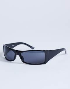 Ibiza wrapround rectangle sunglasses in black