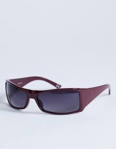Ibiza wrapround rectangle sunglasses in burgundy