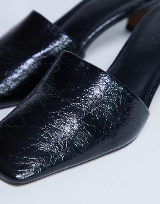 Topshop – Idea – Lack-Mules in Schwarz mit eckiger Zehenpartie, 4 von 4