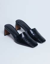 Topshop Idea patent square toe mule in black
