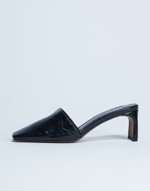 Topshop Idea patent square toe mule in black, 3 of 4