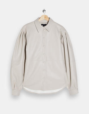 leather shirt cream