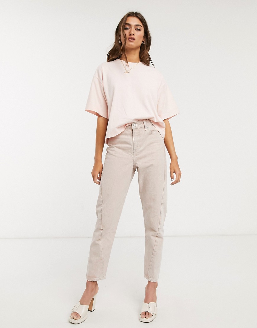 Topshop Idol Mom Jeans In Washed Pink