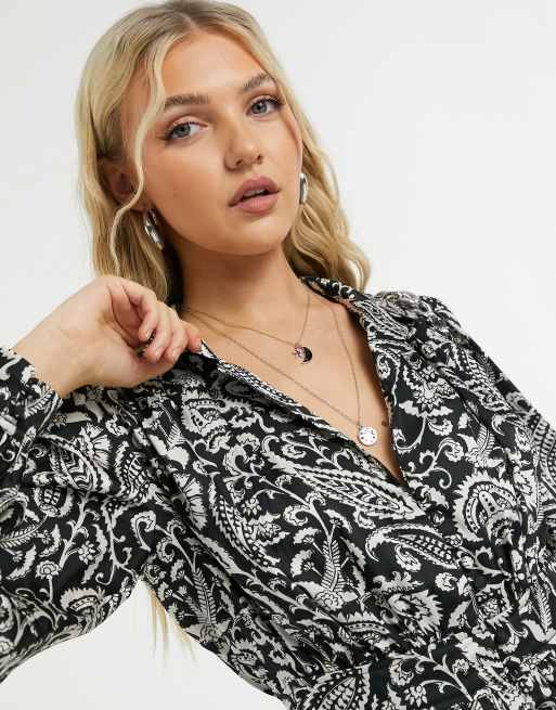 Topshop idol shirt dress in monochrome, 3 of 4