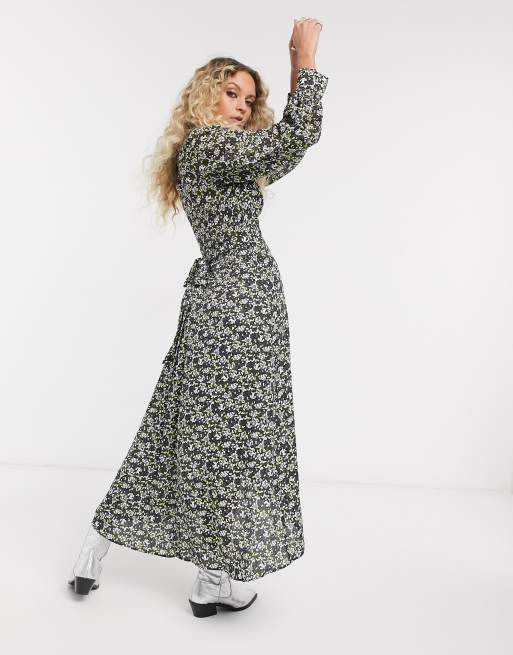 Topshop - IDOL - Vestito midi con scollo a V verde a fiori, 2 di 4