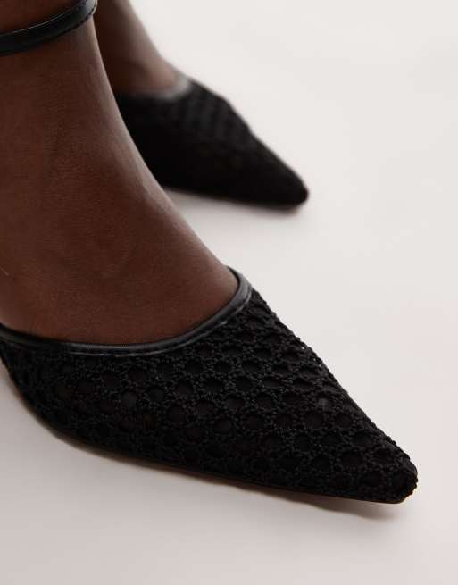 Topshop Iggy sling back mesh mid heel pumps in black, 2 of 4