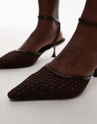 Topshop Iggy Sling Back Mesh Mid Heel Pumps