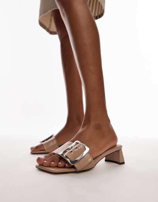 Topshop - Ila - Mules à talon avec boucle - Taupe