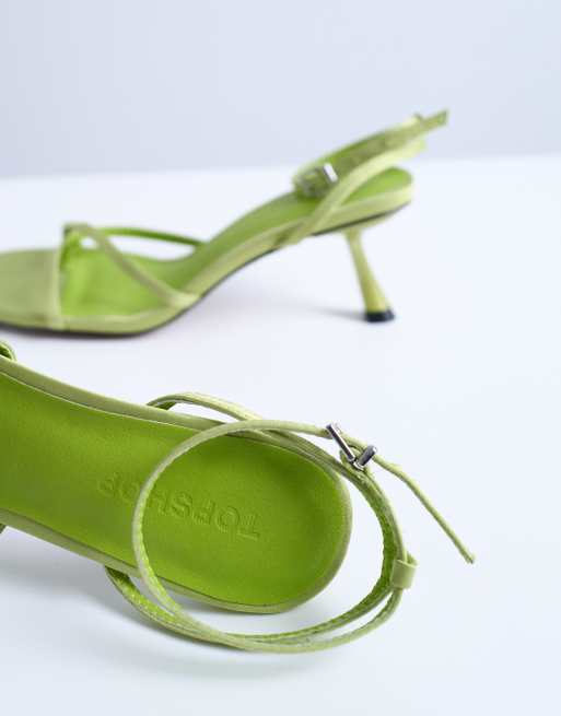 Topshop - Ila - Sandales à talon mi-haut avec passant pour orteil - Vert, 3 de 4