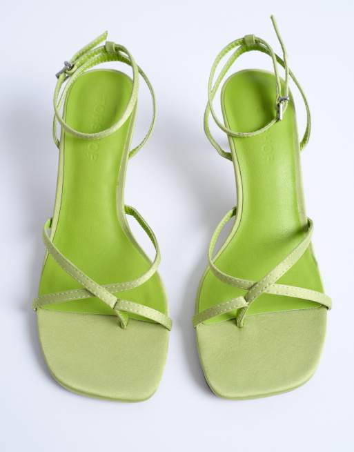 Topshop - Ila - Sandales à talon mi-haut avec passant pour orteil - Vert, 4 de 4
