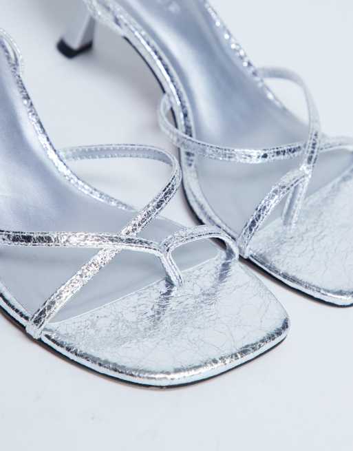 Topshop - Ila - Sandali argento con tacco medio e infra-alluce, 3 di 4