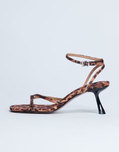 Ila toe loop mid heel sandal in leopard print