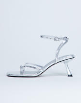 Topshop Ila toe loop mid heel sandal in silver
